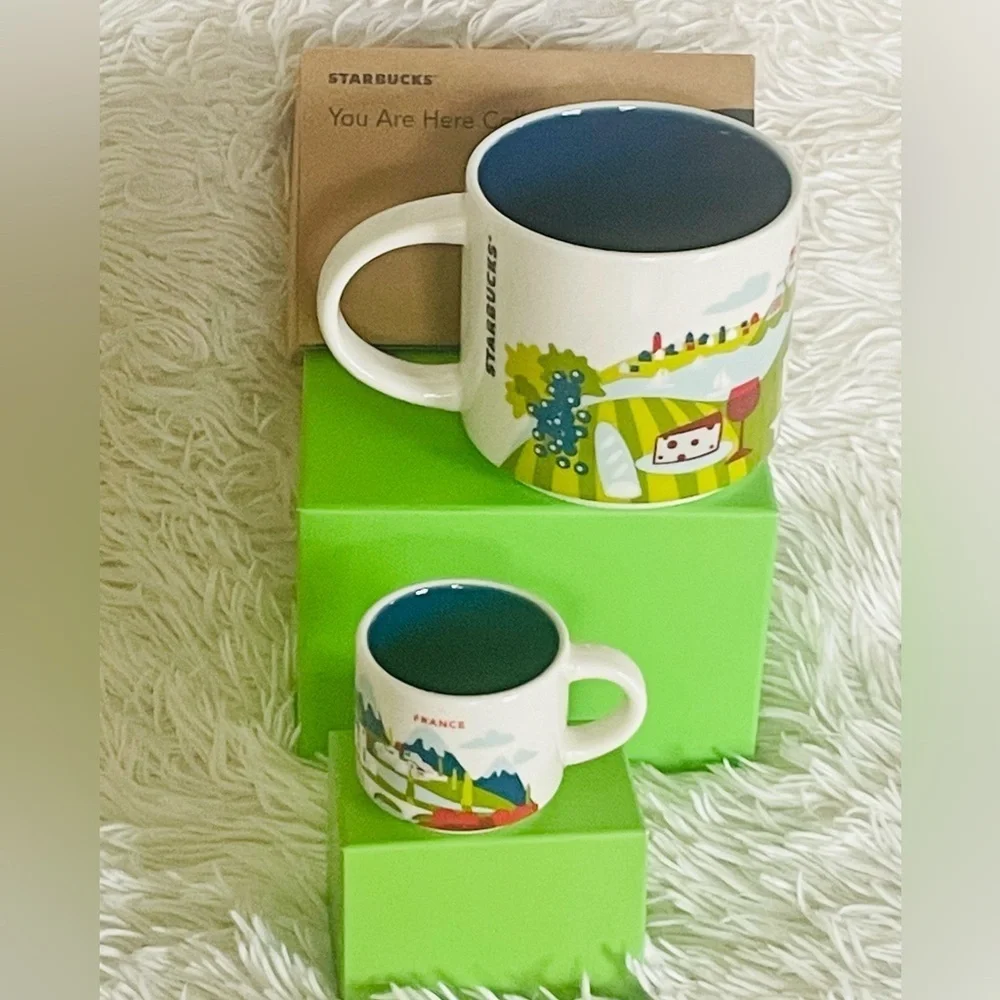 2pcs. STARBUCKS FRANCE 2024 MUG & EXPRESSO sm cup or ornament.